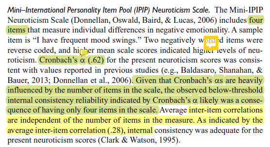 Screenshot of Lui’s assessment of neuroticism